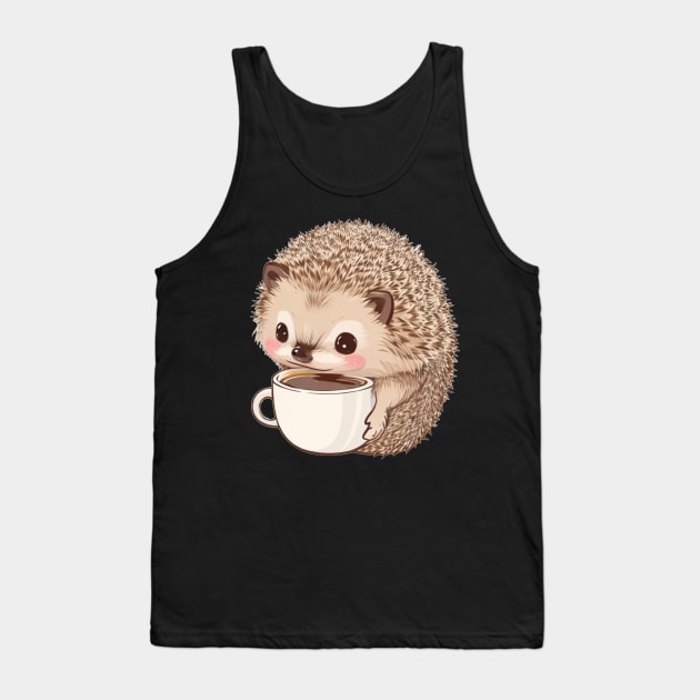 Cute hedgehog with coffee Tank Top by Majkel&Majkel